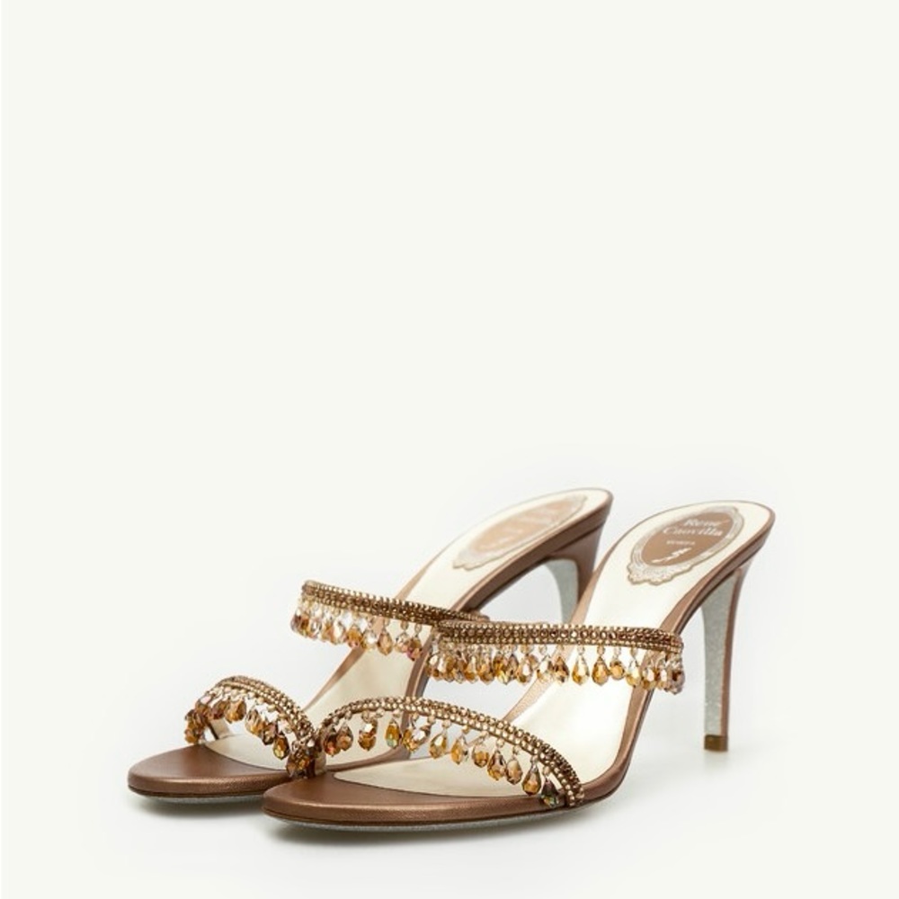NEVER WORN RENE CAOVILLA chandelier two band slide sandals
